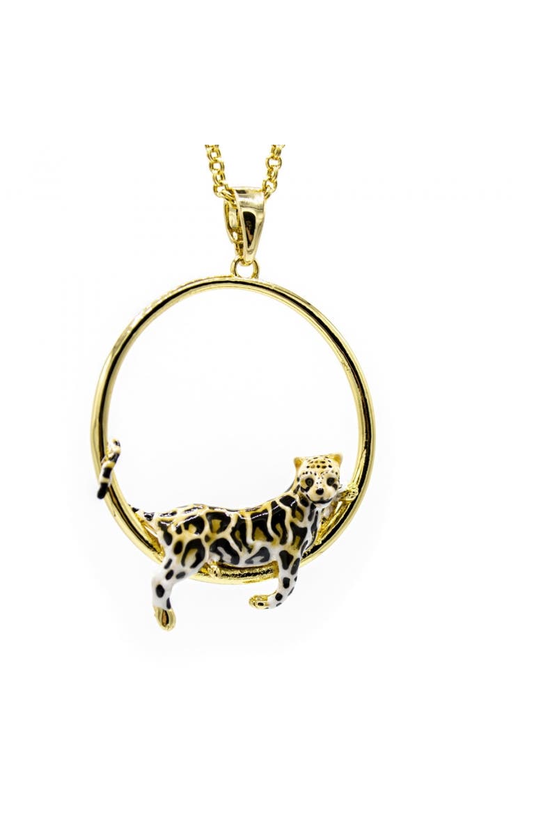 Bill Skinner Studio Clouded Leopard Hoop Necklace, Main, color, Leopard