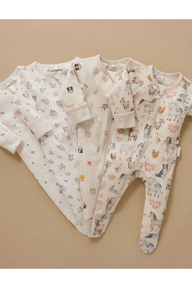 2 Pack Printed Zip Footie, Alternate, color, Cherry Blossom Print