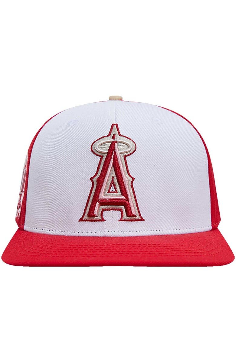 PRO STANDARD Men's Pro Standard  White/Red Los Angeles Angels Strawberry Ice Cream Drip Snapback Hat, Alternate, color, 