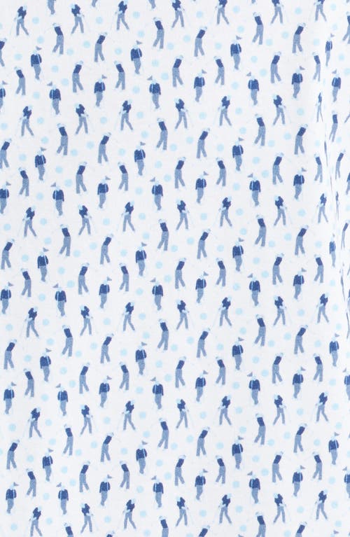 Bugatchi Miles Ooohcotton® Golfer Print Short Sleeve Button-up Shirt In Ice