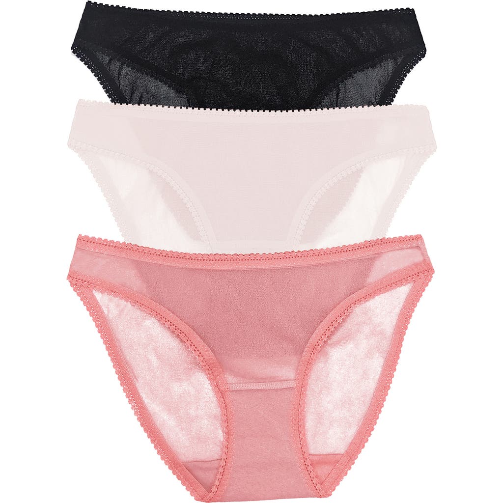 On Gossamer 3-pack Mesh Hip Bikinis In Multi