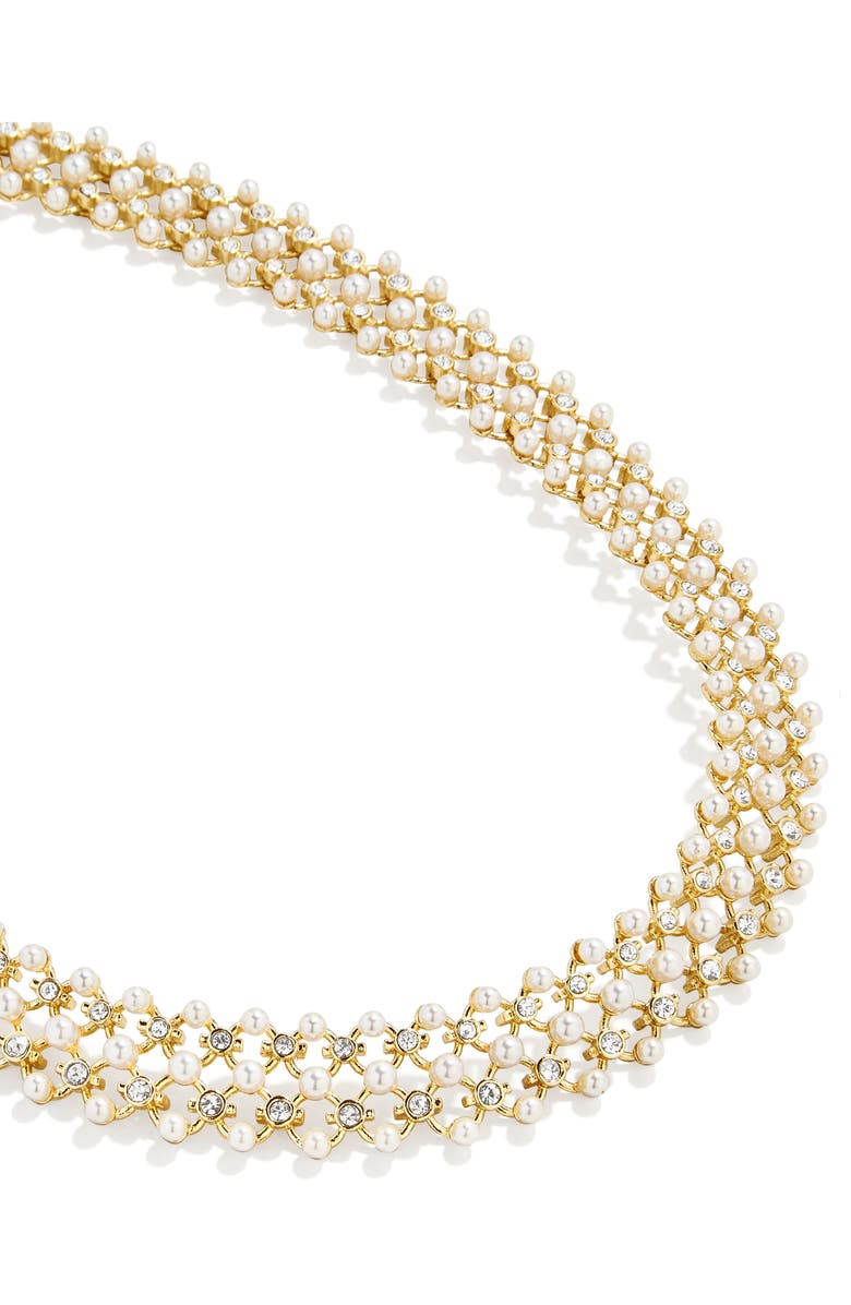 BaubleBar Coco Imitation Pearl & Crystal Collar Necklace, Alternate, color, 