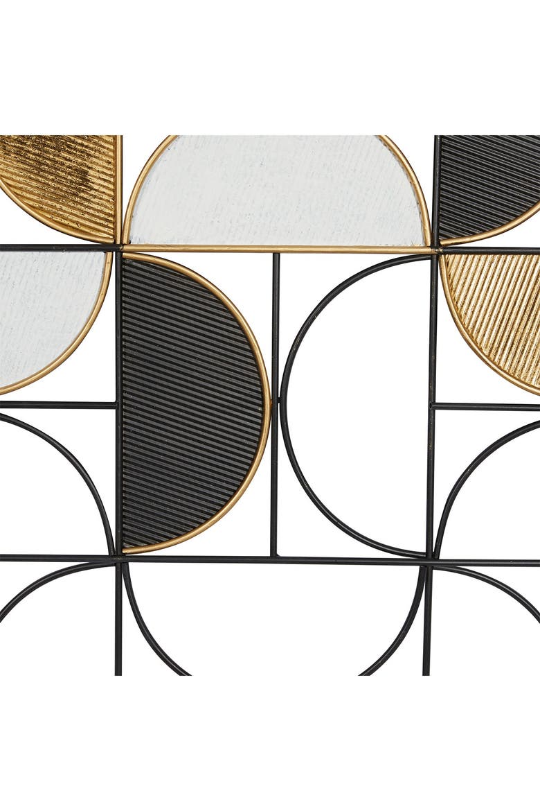 Black Metal Half Moon Geometric Wall Decor with Goldtone Detailing, Alternate, color, MULTI