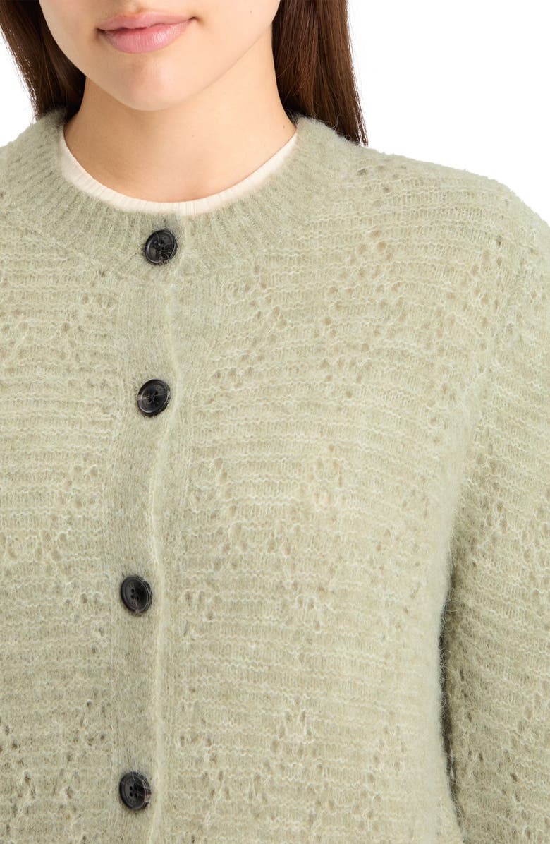 Scotch & Soda Bouclé Cardigan, Alternate, color, Washed Sage Melange