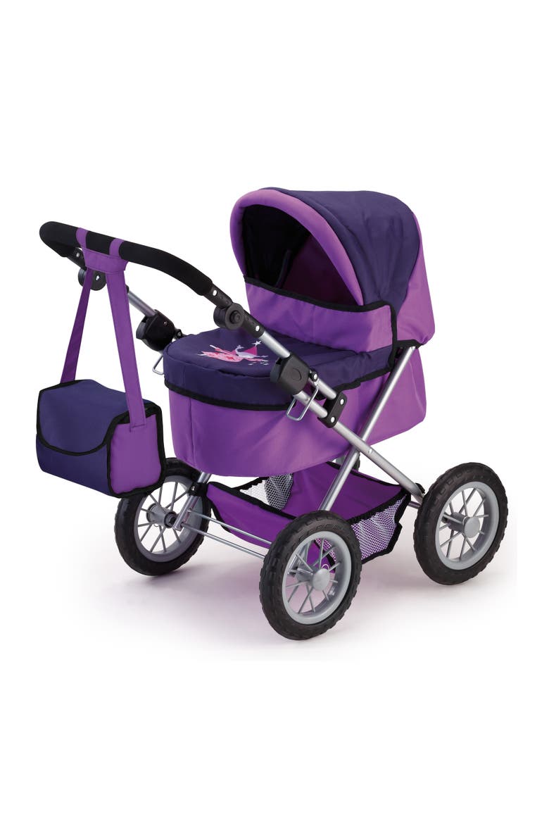 Adjustable and Foldable Doll Pram for Dolls up to 18 Inches, Bag Included, Main, color, Purple