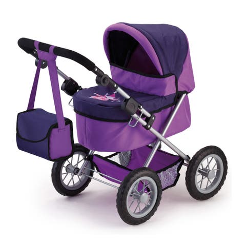 Adjustable and Foldable Doll Pram for Dolls up to 18 Inches, Bag Included