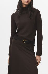 MANGO Button Cuff Turtleneck Sweater
