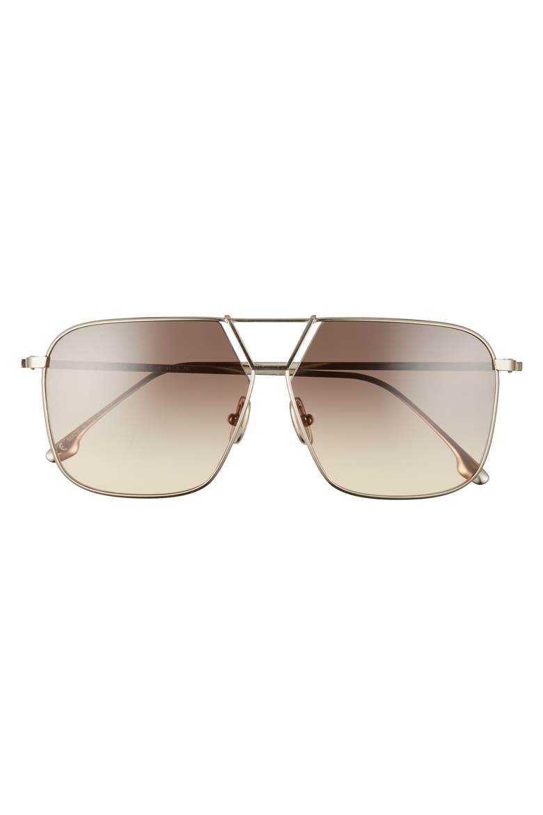 60mm Gradient Aviator Sunglasses, Alternate, color, GOLD/ BROWN