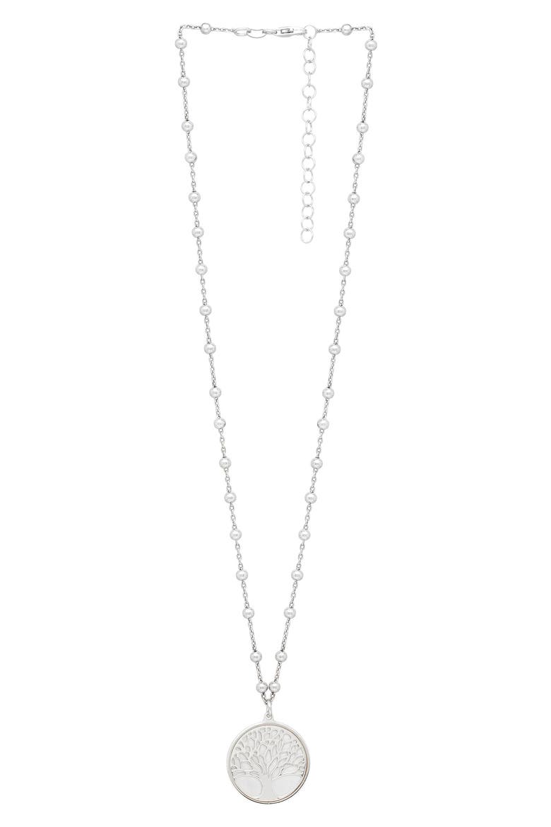 Rhodium Plated Sterling Silver Tree of Life Pendant Necklace, Alternate, color, RHODIUM WHITE