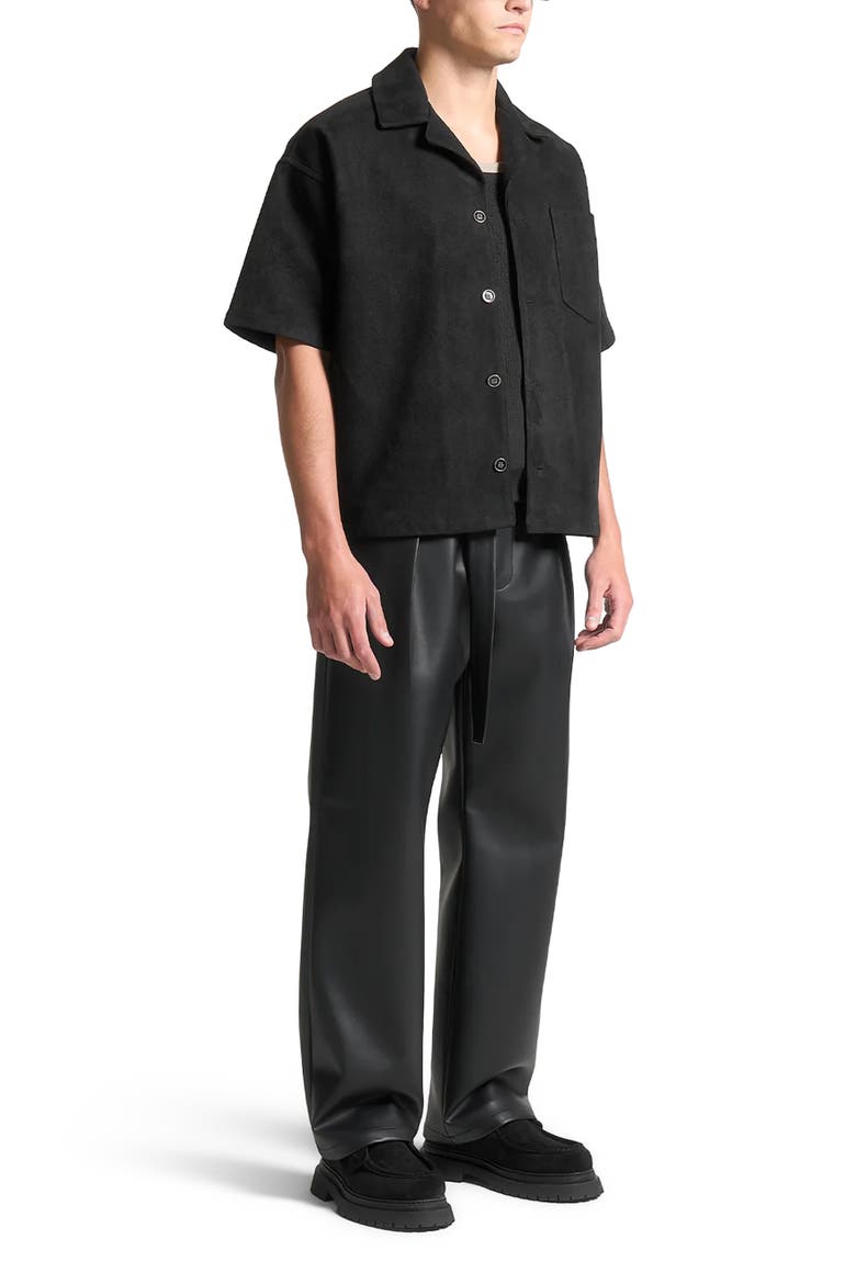 Luc Boxy Suede Shirt, Main, color, Black