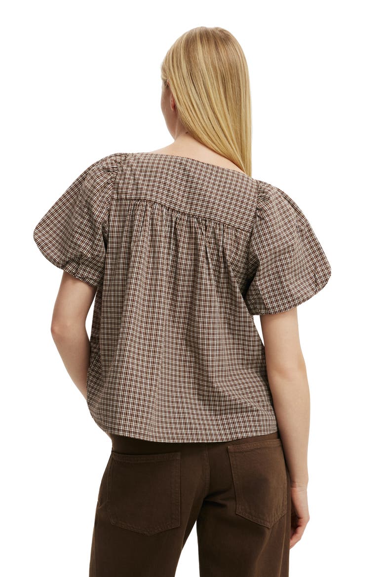 Women's The Daydream Babydoll Top, Alternate, color, Hazel Check Rich Mocha