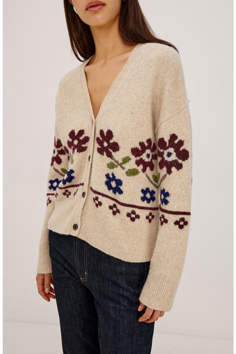 Saffron Floral Cardigan, Alternate, color, OAT FLORAL