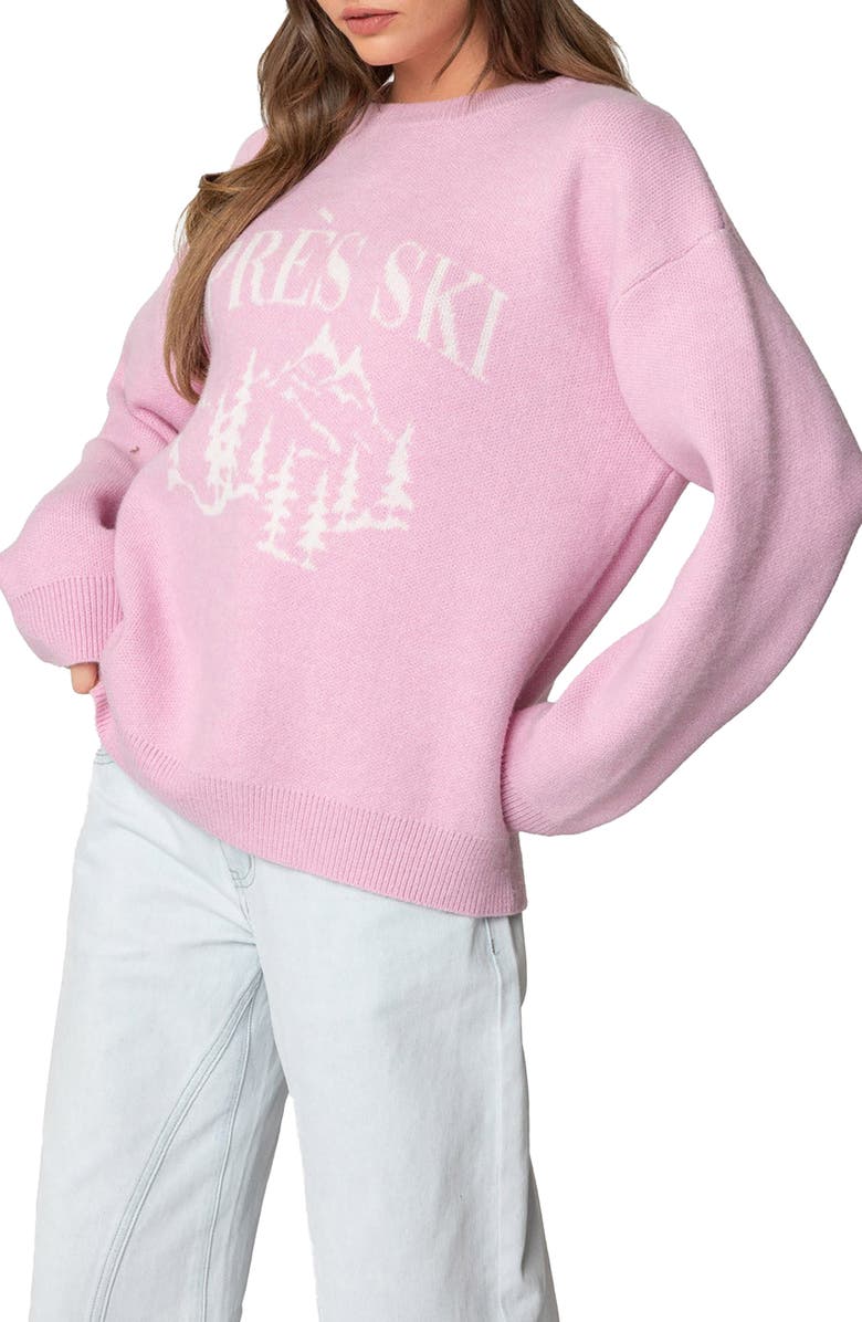 EDIKTED Après Ski Oversize Sweater, Alternate, color, Pink