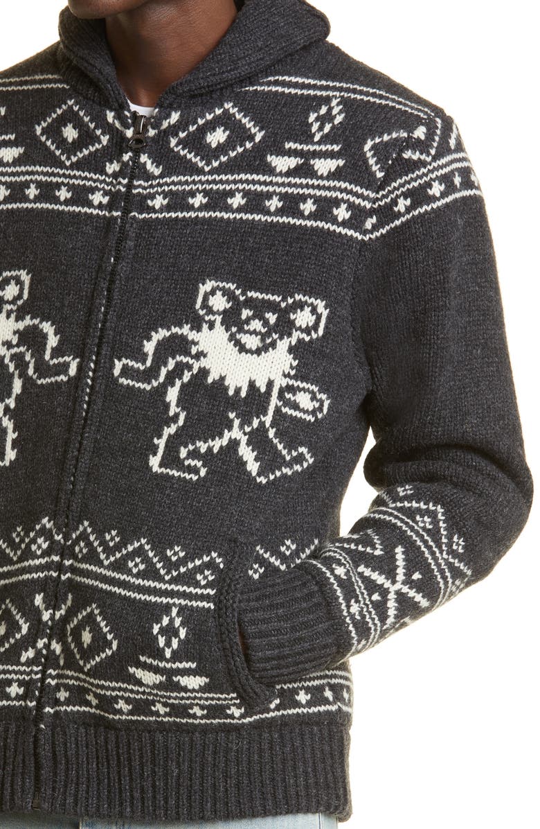 Schott NYC x Grateful Dead Dancing Bears Wool Blend Sweater Jacket, Alternate, color,