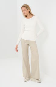 Anatomie Kris Double Collared Rib Pointelle Texture Sweater