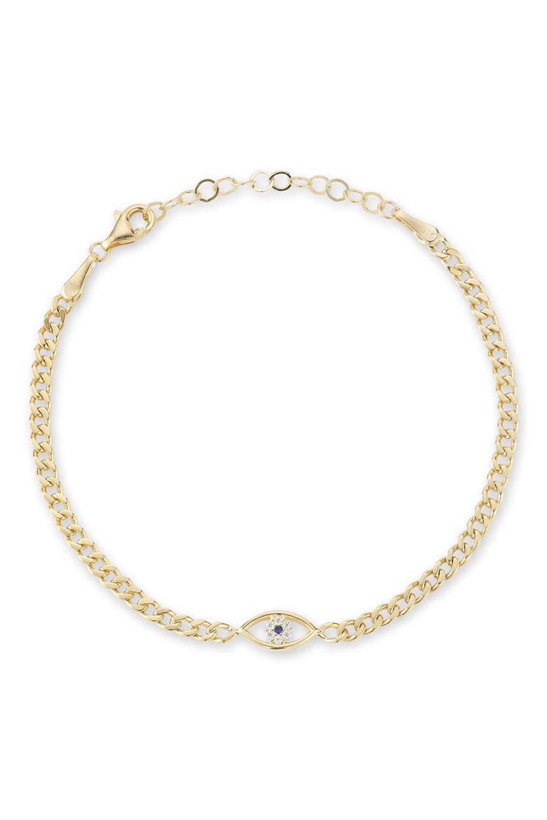 Cubic Zirconia Evil Eye Bracelet, Main, color, GOLD