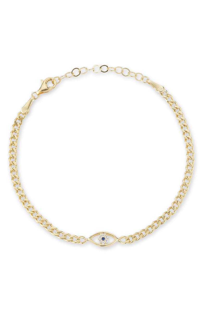 GLAZE JEWELRY Cubic Zirconia Evil Eye Bracelet, Main, color, Gold