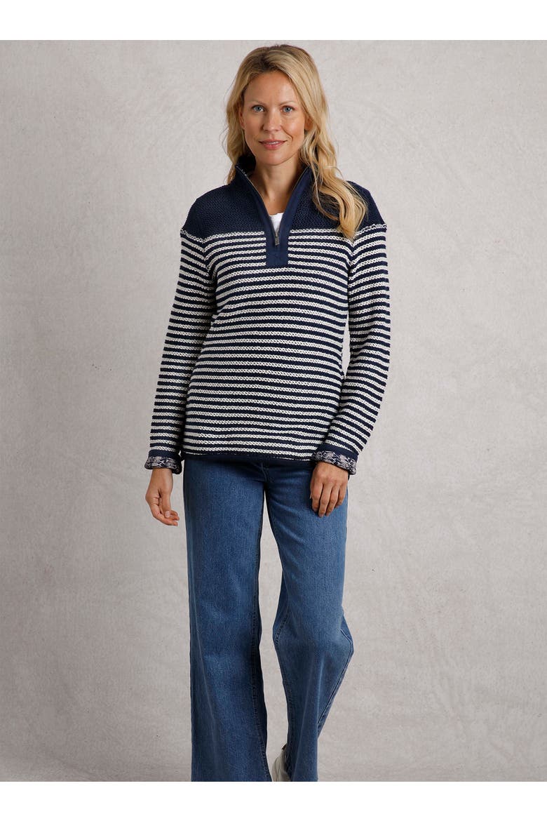 Juliet 1/4 Zip Stripe Macaroni, Main, color, Navy