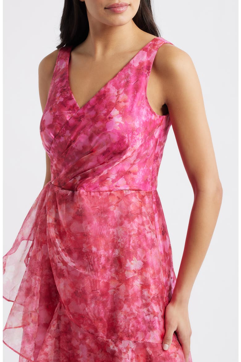 Floral Ruffle Evening Gown, Alternate, color, FUCHSIA
