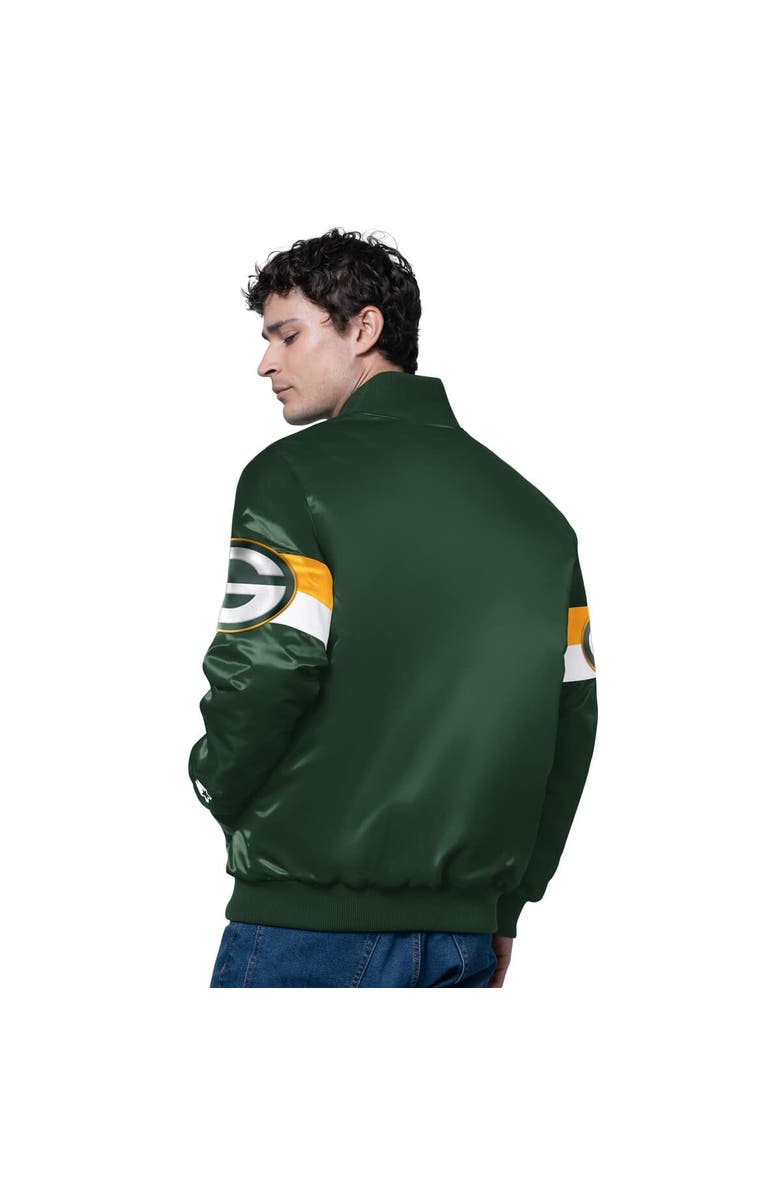STARTER Men's Starter Green Green Bay Packers Triple Option Satin Varsity Full-Snap Jacket, Alternate, color, Green