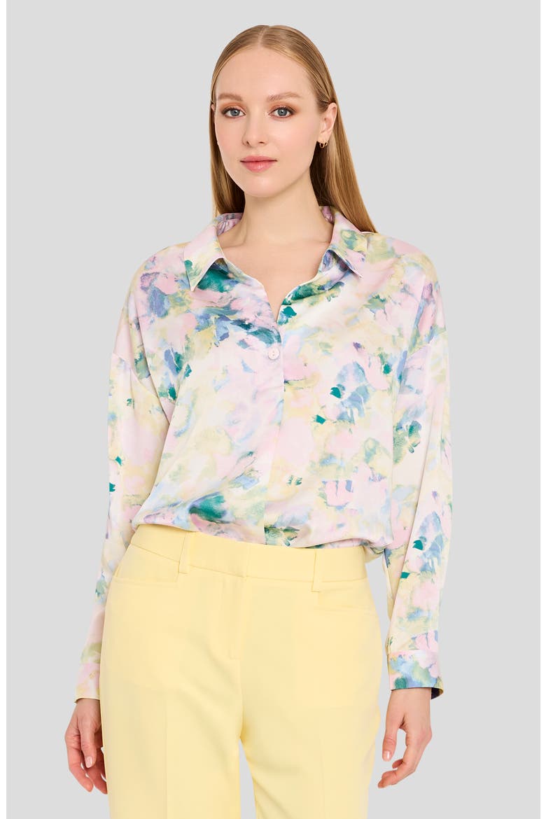 Watercolor Floral Print Shirt, Alternate, color, BLUSH BUTTERCUP
