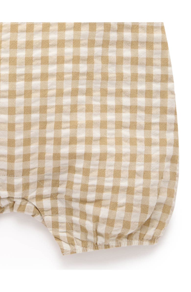 Purebaby Gingham Romper, Alternate, color, Burrito Gingham