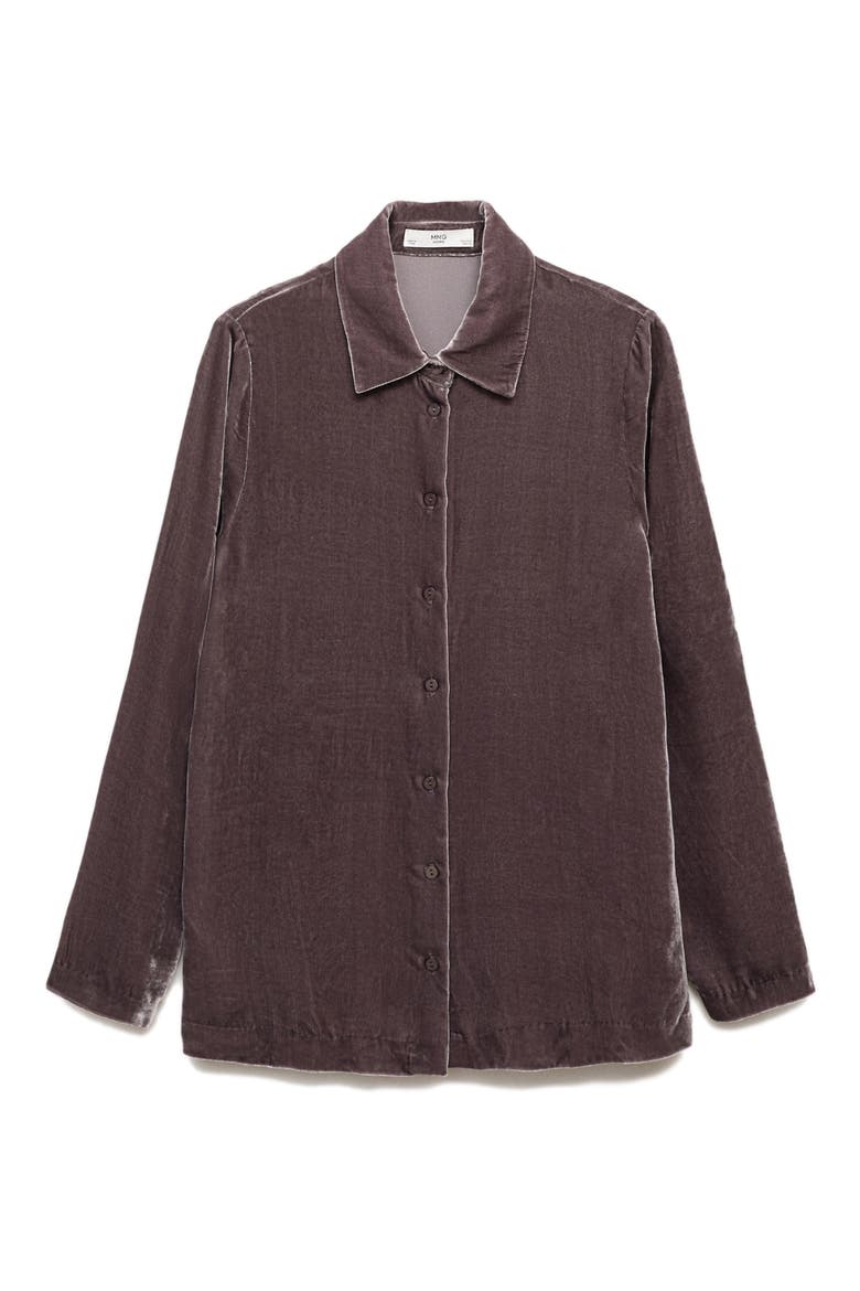 Velvet Button-Up Shirt, Alternate, color, BLACKBERRY