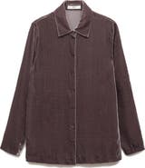 MANGO Velvet Button-Up Shirt
