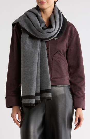Nordstrom Reversible Fringe Scarf In Gray