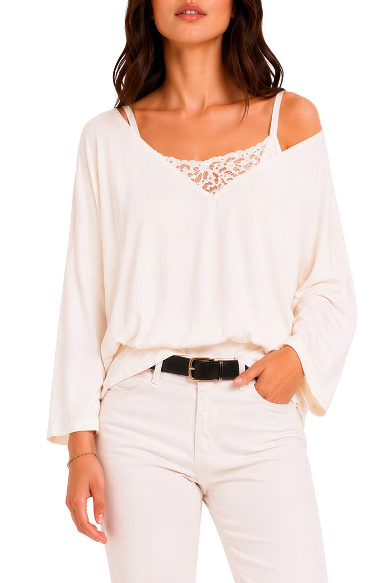 Lace Inset Tunic, Main, color, IVORY