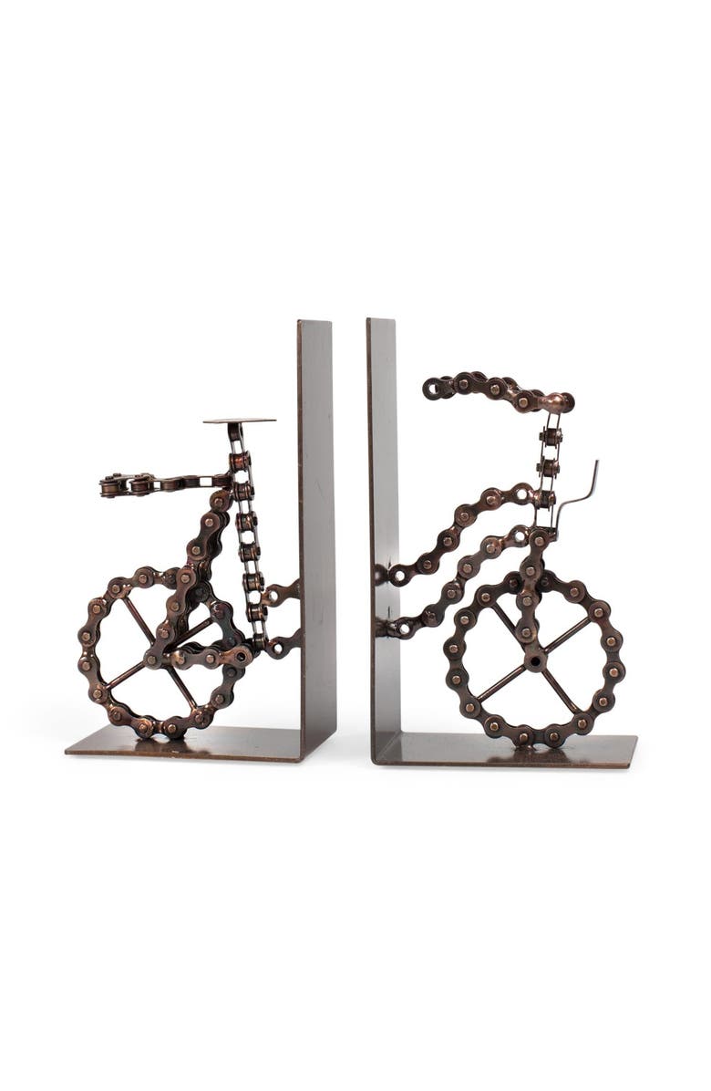 Ten Thousand Villages Bicycle Chain Bookends, Main, color, 