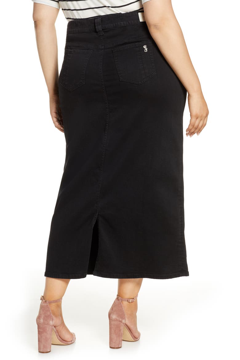 Long Denim Skirt, Alternate, color, BLACK