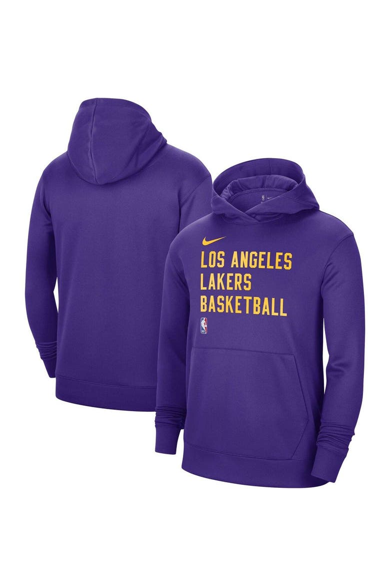 Unisex Nike Purple Los Angeles Lakers 2023/24 Performance Spotlight On-Court Practice Pullover Hoodie, Main, color, Purple