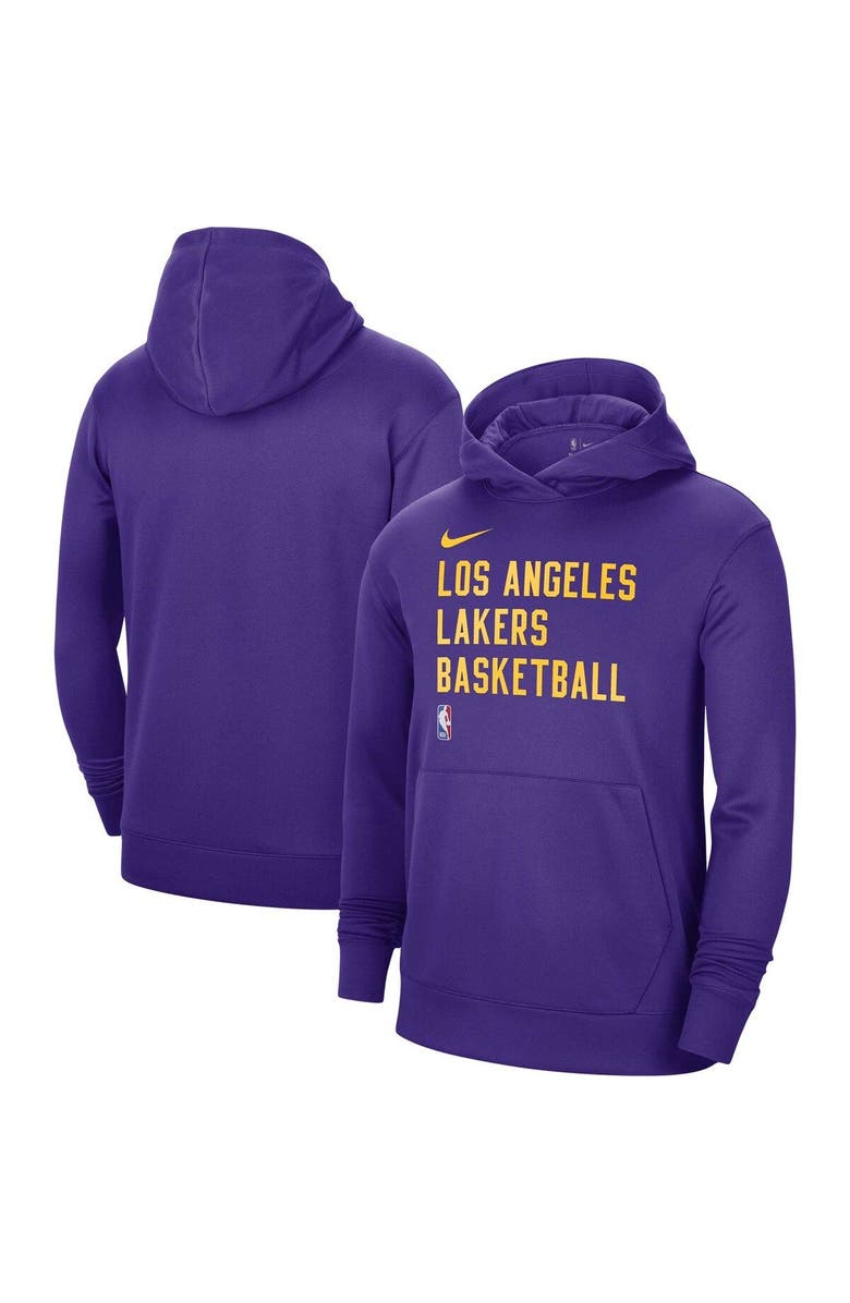 Nike Unisex Nike Purple Los Angeles Lakers 2023/24 Performance Spotlight On-Court Practice Pullover Hoodie, Main, color, 