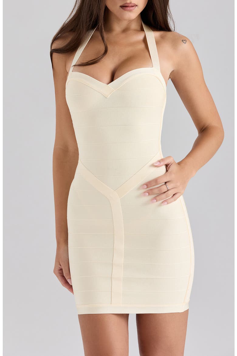 The Supermodel Halter Neck Bandage Minidress, Alternate, color, VANILLA