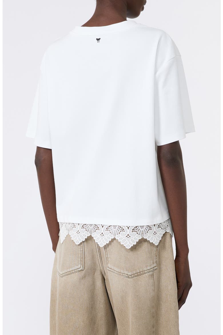 Sala Lace Hem Cotton T-Shirt, Alternate, color, WHITE