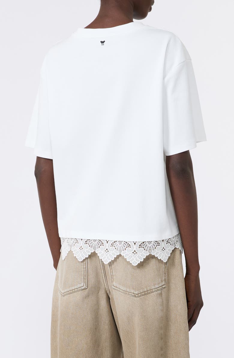 Weekend Max Mara Sala Lace Hem Cotton T-Shirt, Alternate, color, White