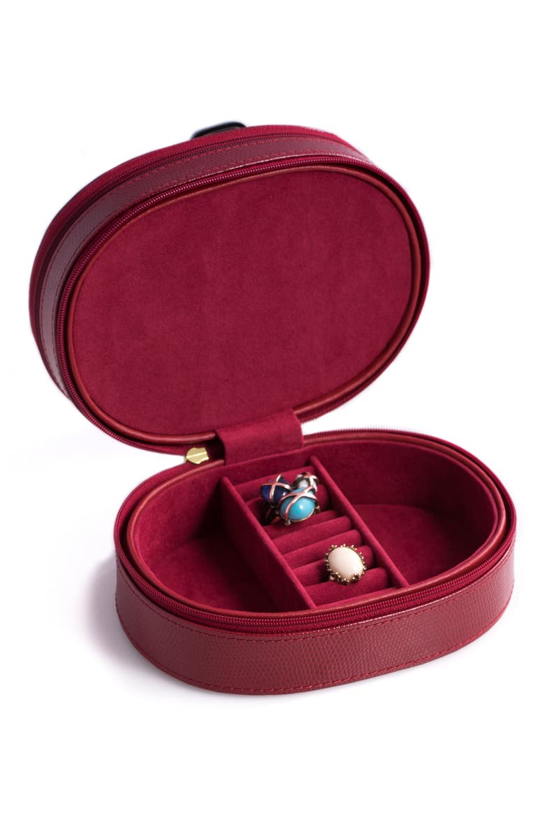 Leather Travel Jewelry Case, Alternate, color, RED