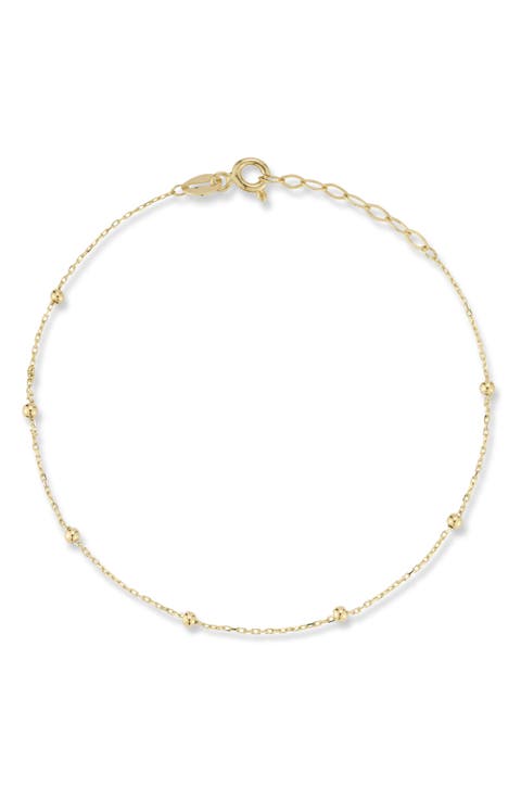14K Gold Ball Station Bracelet