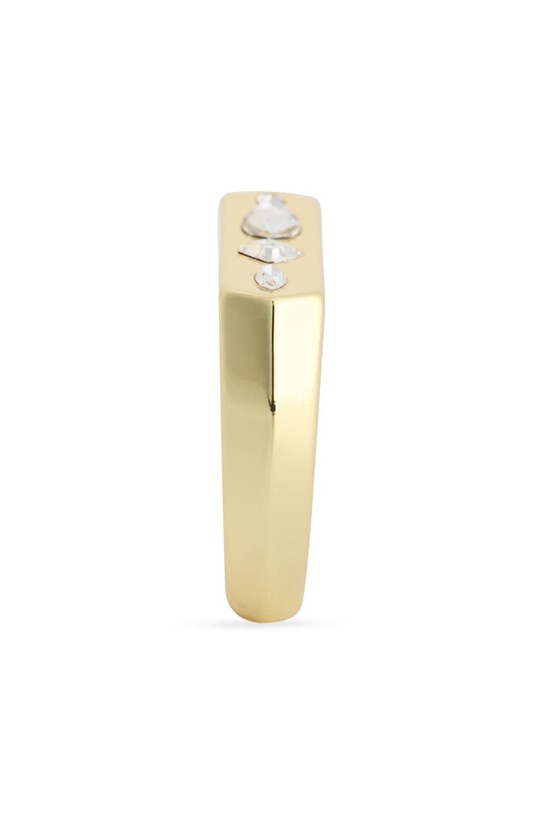 Cubic Zirconia Signet Ring, Alternate, color, CLEAR/ GOLD