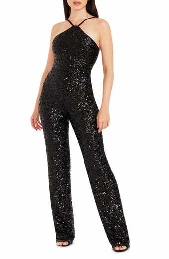 Dress The Population Charlie Sequin Jumpsuit S Black