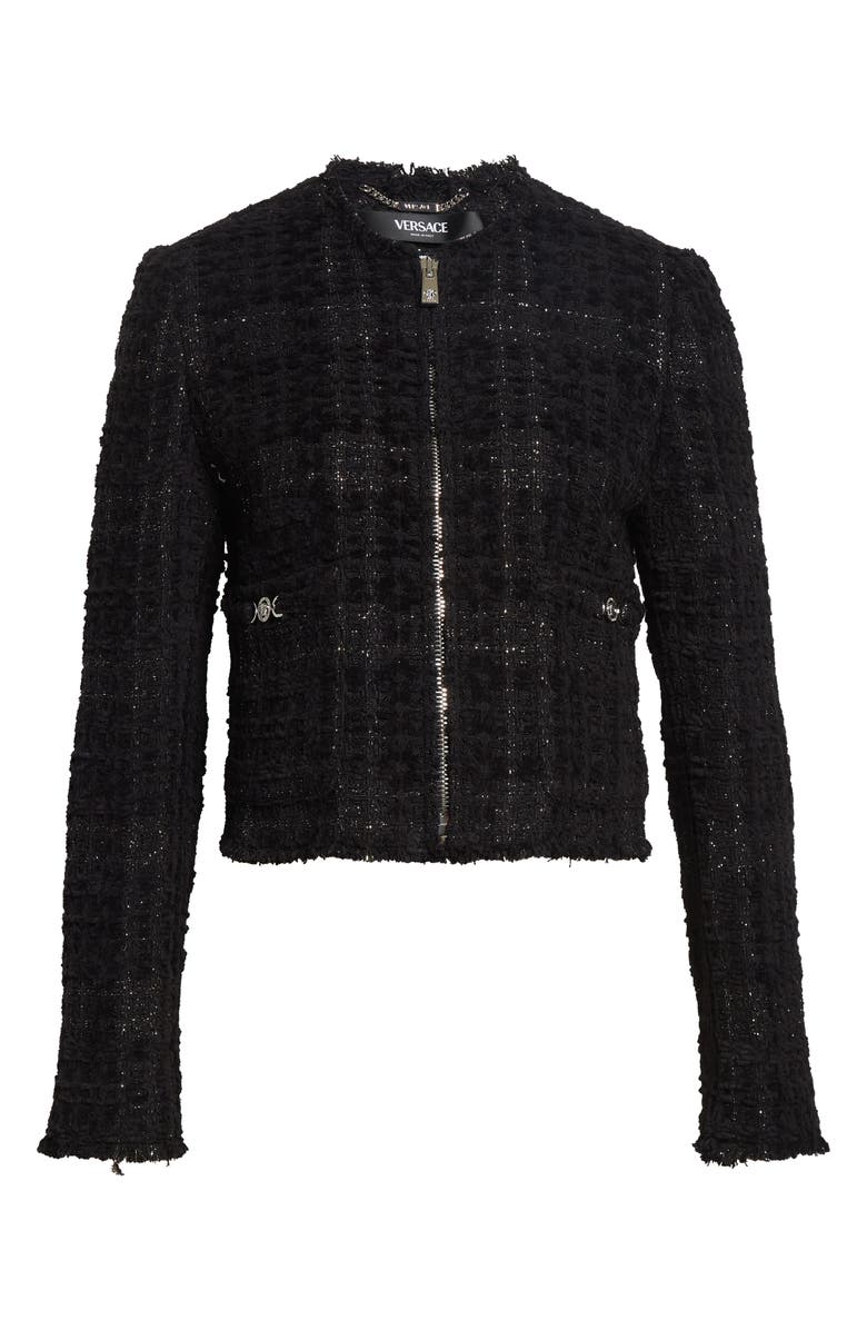 Versace Medusa
95 Metallic Tweed Jacket, Main, color, Black