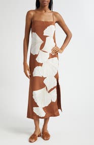Veronica Beard Petra Print Silk Blend Satin Slipdress