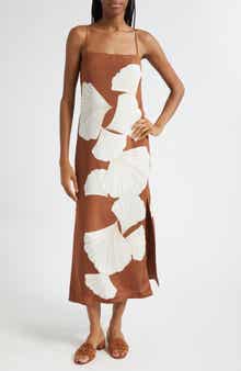 Veronica Beard Petra Print Silk Blend Satin Slipdress