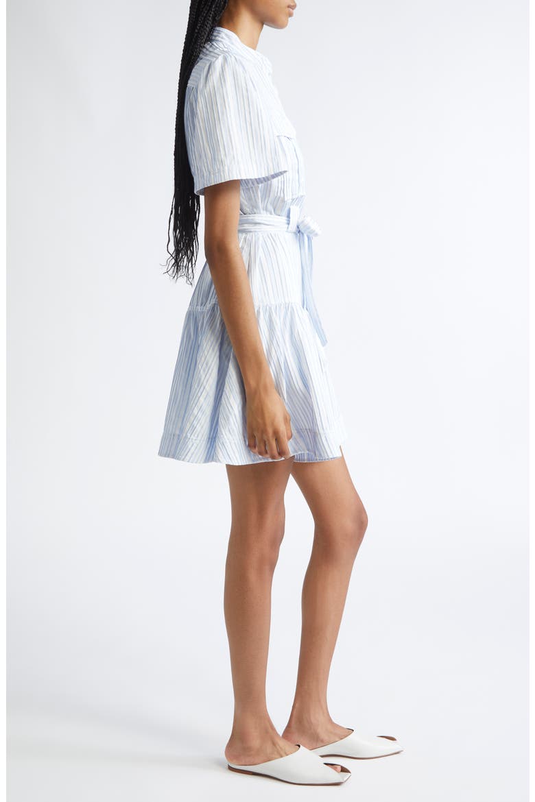 Clynton Variegated Stripe Short Sleeve Shirtdress, Alternate, color, CELESTINE/ WHITE