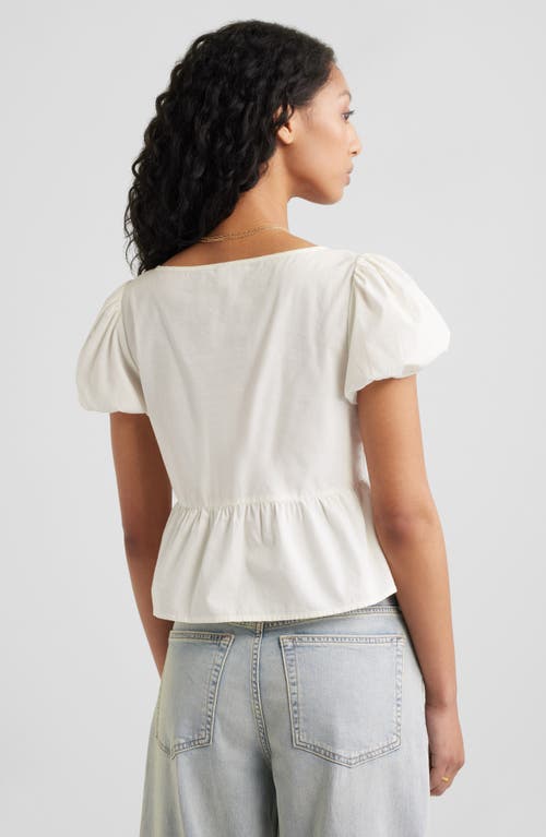Shop Bp. Tie Front Cotton Poplin Top In White Blanc