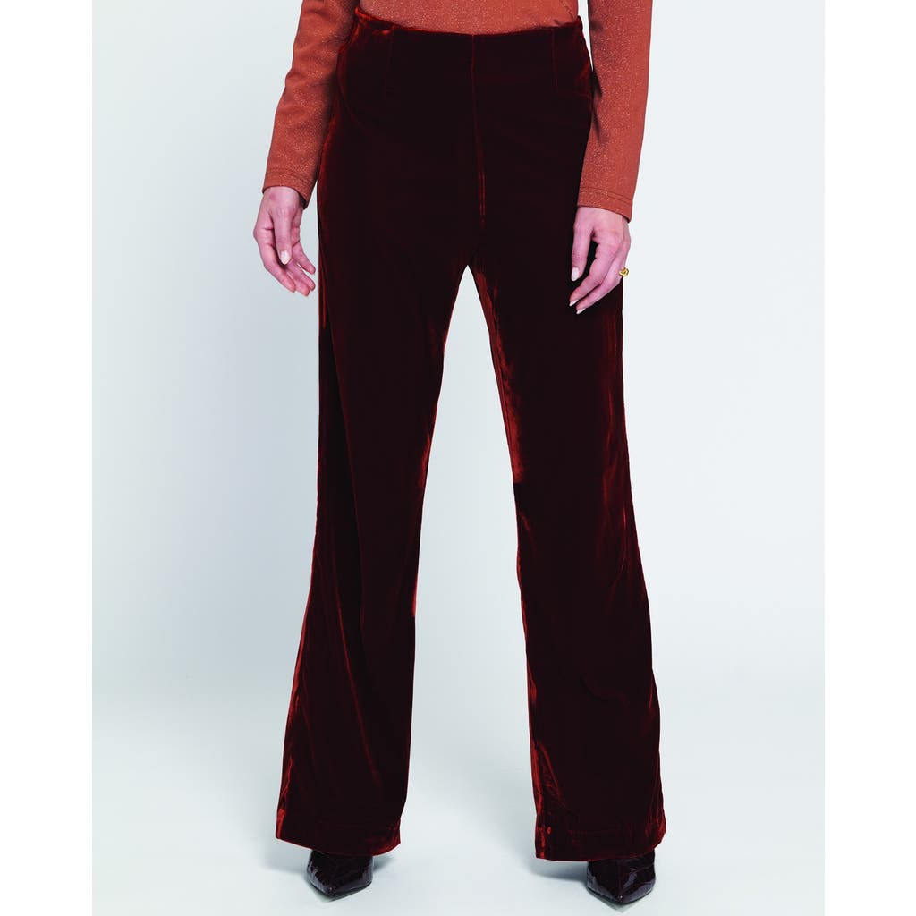 Elle Collection Velvet Suit Trousers Wide-leg Pants In Brown