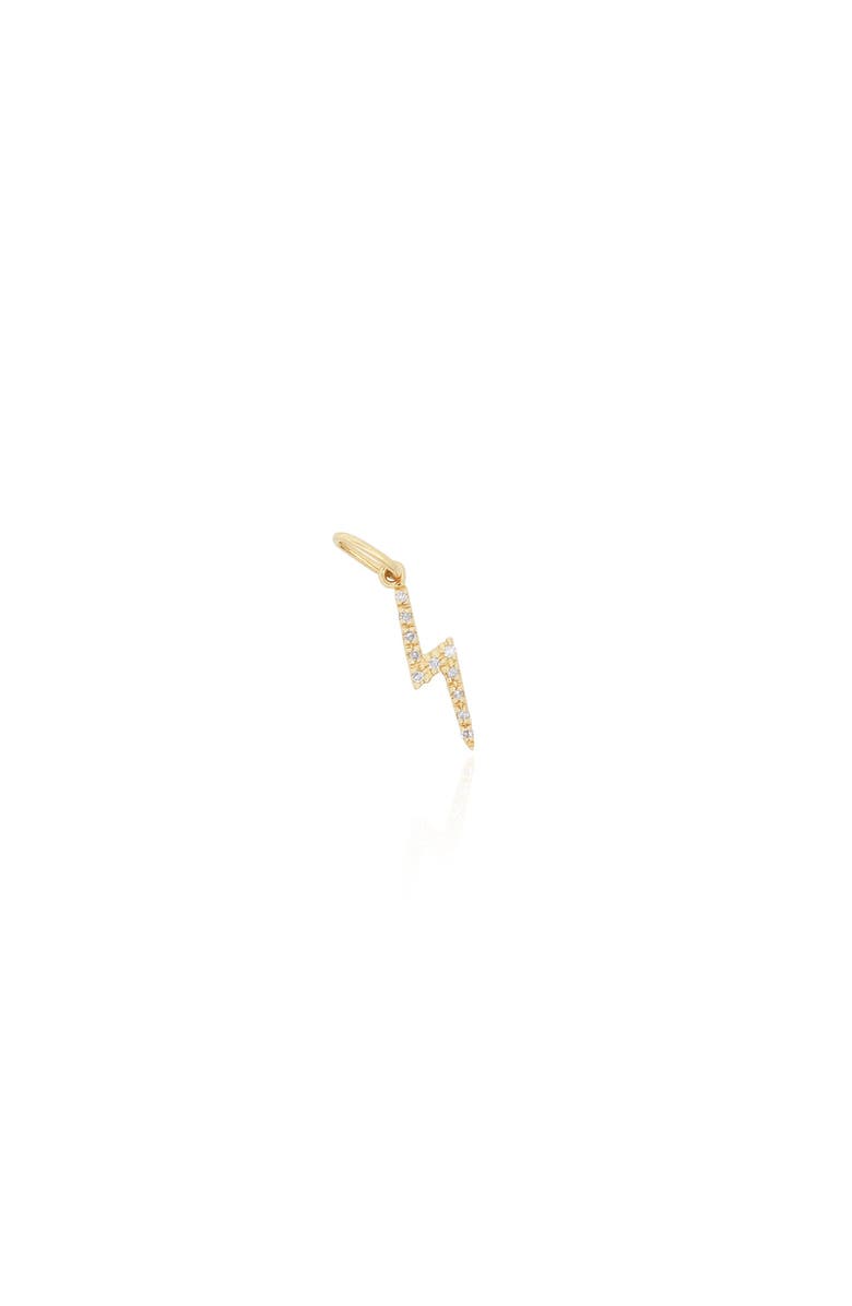 The Lovery Fine Jewelry Mini Diamond Lightning Bolt Charm, Main, color, Yellow Gold