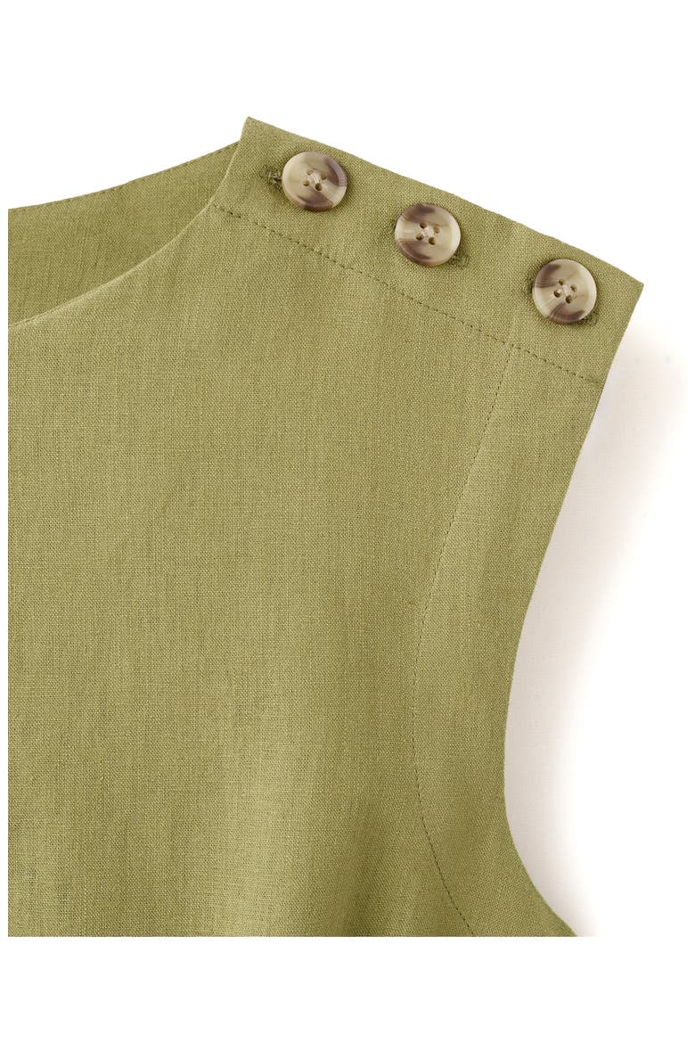 Linen Blend Midi Dress, Alternate, color, OLIVE GREEN