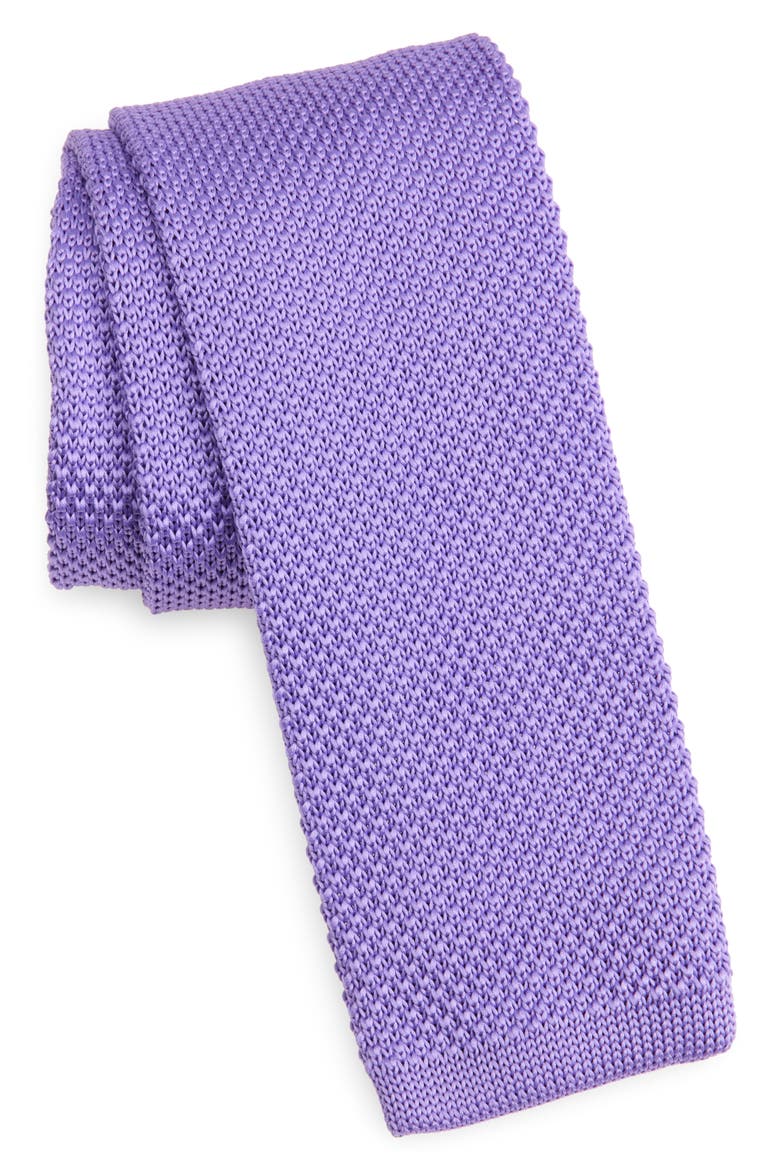 Lavender Knit Silk Tie, Main, color, PURPLE